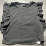 ZARA  Black Ribbed Cropped‎ Ruffled Top Size S  F-101 Photo 0