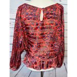 Free People  Small Blouse Paisley Metallic Stripe Shirt Boho‎ Hippie Peplum Photo 2