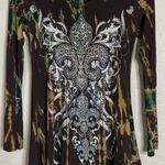 Vocal Vintage Y2K  Womens Small Brown  Green Long Sleeve‎ Rhinestone Fairy Grunge Photo 0
