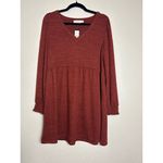 Loft Women's M Rust Sparkle Long Sleeve Babydoll Dress Christmas Holidays Cheer Photo 13