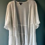 Torrid 0 White L Cover Up Swiss Dot Sheer Open Feminine Boho Tiered Layering Photo 0