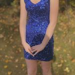 Macy's Short Sequin Blue Formal Dress Photo 0