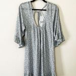 Eberjay EBERJEY Ruffled 3/4 Sleeves Printed Tunic Cover Up Dress Light Blue Small Photo 2