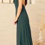 Lulus  Mythical Kind of Love Dress Womens Size Large Maxi Dark Green Chiffon NWT Photo 2