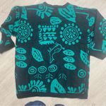 Kizz Sweater Womens Medium Black Green Vintage 90s Aztec Grandpa Pullover Photo 4
