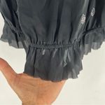 EXPRESS Y2K Black Silk Sequin Beaded Ruffle Tie Neck Sleeveless Halter Top S Photo 6