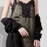 Stradivarius  Green and Black Chemise Modern Minimalist Sleepwear Photo 0