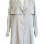 American Glamour Badgley Mischka Jacket Coat Rain Trench Jacket Coat Large Silver Photo 0