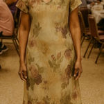 Jessica Howard VTG  Women‎ Floral Renaissance Oil Painting Green Maxi Dress Sz 14 Photo 0