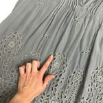 Johnny Was Slate Gray Eyelet Embroidered Tunic Top Boho Peasant Blouse Small Photo 5