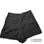 Vince  Black Linen High Waisted Pleated Shorts Photo 4
