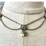 BW silver tone pearl rhinestone necklace Photo 0
