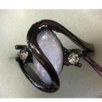 Marquise White Opal Black 925 Ring Size 6 1/2 Photo 6