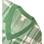 Christian Siriano NY Womens Size Small Green Ivory plaid Vneck pullover sweater Photo 3