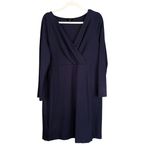 Talbots A3  Women's Navy‎ Blue Long Sleeve V-Neck Wrap Dress Size 14 Photo 1