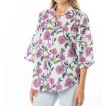 Bindu Floral Casey Blouse in Gerbera Magenta XS White Photo 2