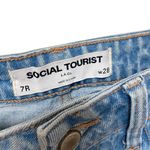 Social Tourist Ultra High Rise Baggy Jeans Hearts Women Sz 7R W 28 Wide Leg Boho Blue Photo 4