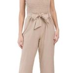 House of Harlow 1960 Linen Cropped Jumpsuit Size Medium Tan Photo 0