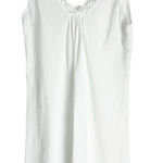 Oscar de la Renta  Pink Label White Cotton V-Neck Eyelet Slip Pajama Dress Size L Photo 0