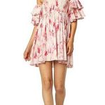 Misa Dina Pink Abstract Rose Floral Off Shoulder Mini Dress Size Extra Small Photo 0