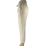 Pull & Bear  White Linen High Waist Tapered Paperbag Trousers Jogger Pants Size M Photo 1