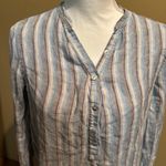 Faherty  Blue White 100% Linen Striped Tunic Shirt Dress‎ Kraine Shirtdress Small Photo 2