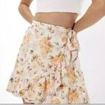 American Eagle Floral Wrap Ruffle Mini Skirt L Yellow Cottagecore Coquette Fairy Photo 0