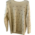Loft  Lou &‎ Grey Cream Knit Sweater with Purple Dot Embellishments Size L Photo 0