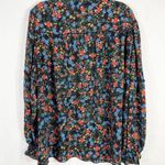 Philosophy Plus Size 2X Top Floral Ruffled Zip Long Sleeve Black Choker 1112 Photo 0