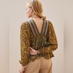 Anthropologie Boho Western Embroidered V-Neck Blouse Conditions Apply  Size S Photo 2