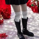 White Lace Top Thigh High Sock Photo 8