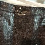 INC  women's 16 coffee brown faux leather reptile print front pocketed slit skirt Photo 2