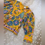 Farm Rio  NWT yellow mica short sleeve collared blouse women’s size large Photo 2