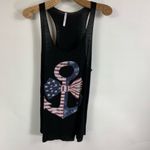 USA Flag Anchor Black Tank Top Medium Photo 3