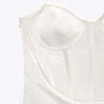 ZARA dress white wedding corset bridal shower mini sleeveless satin lingerie effect Photo 7
