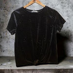 H&M  Black Halloween Witch Velvet Star Dot Rainbow Sparkles‎ & Front Tie Crop Top Photo 0