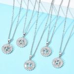 Silver Initial Crystal Pendant Necklace A Photo 2