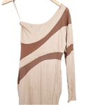 JLUXLABEL Tan One Shoulder Dress Sz M Photo 5