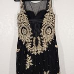 Lucci Lu NWT Abby Paris Black Gold Tulle Mermaid Crystal Embellished Gown 10 Photo 11