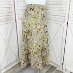 Charter Club Linen Paisley Floral Tropical Midi Skirt Green Brown 10 Flare Photo 2