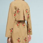 Anthropologie Embroidered Floral Trench Coat by Cartonnier size M Tan Size M Photo 2