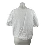 Ann Taylor LOFT White Short Puff Sleeve Tie Boxy Loose Shirt Blouse Top Size S Photo 1