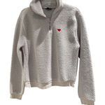 Topshop Borg Heart Quarter Zip Pullover Teddy Sherpa Size 10 Photo 0