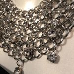 Rhinestone adjustable Bib Necklace w/ Earrings Silver Photo 5