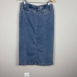 Faded Glory Y2K 90s Denim Maxi Skirt Womens 10 Blue‎ Slit A-Line Stretch Modest Vintage Vtg Photo 3