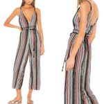Camila Coelho Reilly Jumpsuit Multi Stripe Pleated Satin Rope Tie Small Photo 1