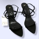 ZARA  Black Satin Buckle Strappy Women's Heels NWT Photo 1