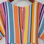 Harper Heritage Dress Small Multicolor Striped Tie Waist Wood Button Front Photo 4
