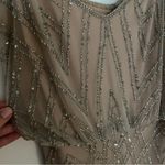 Adrianna Papell Champagne Beaded Sequin Wedding Guest Dress Photo 4