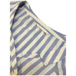 ZARA Off Wide Shoulder Striped Wrap Belted Waist Cotton Top Blouse Blue White XS Photo 11